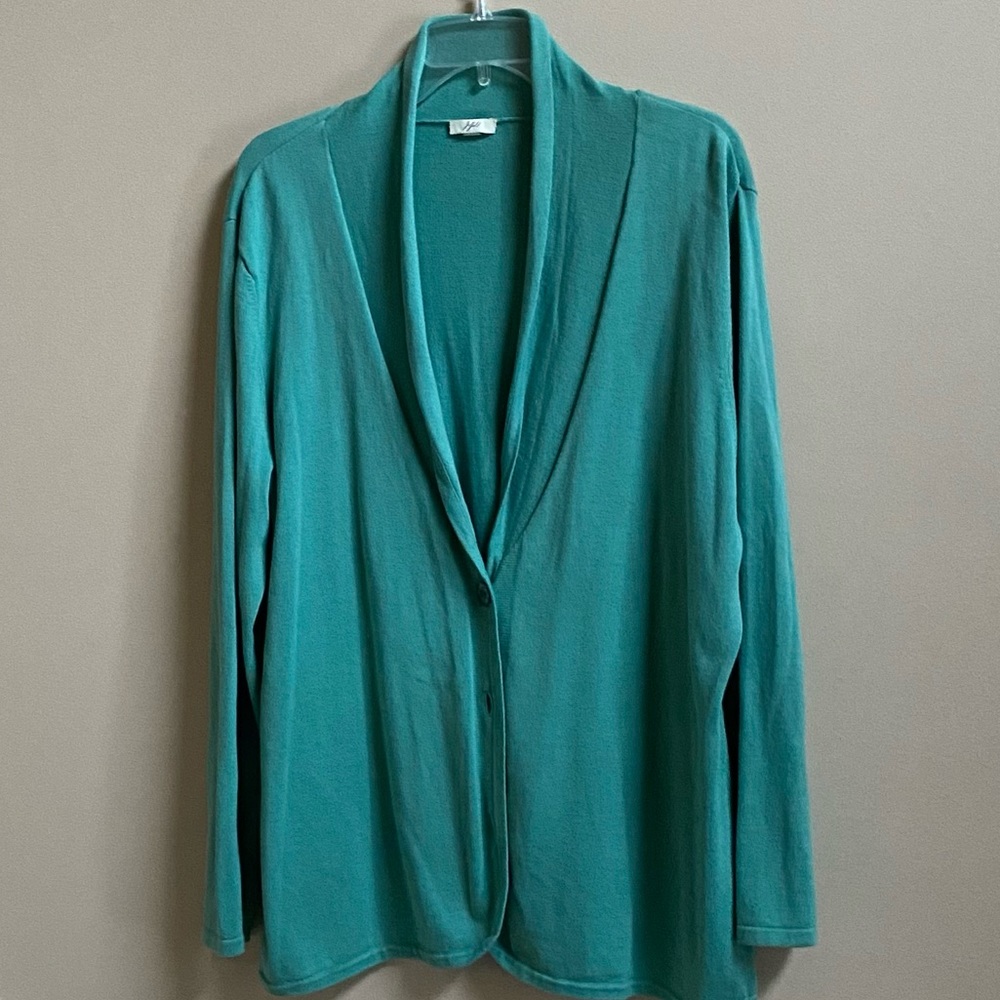 J.JILL SWEATER /CARDIGAN WOMENS/COTTON/HALF BUTTON CLOSURE/GREEN/XL.